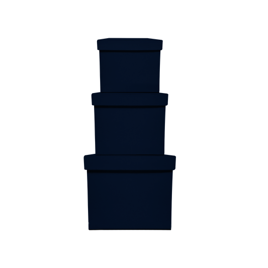 Kit 3 different sizes square shape boxes 3 in 1 - Velvet Navy Blue