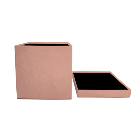 Caja cuadrada - Terciopelo rosa