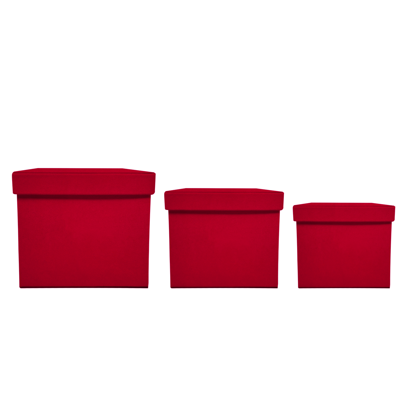 Kit 3 different sizes square shape boxes 3 in 1 - Velvet Red