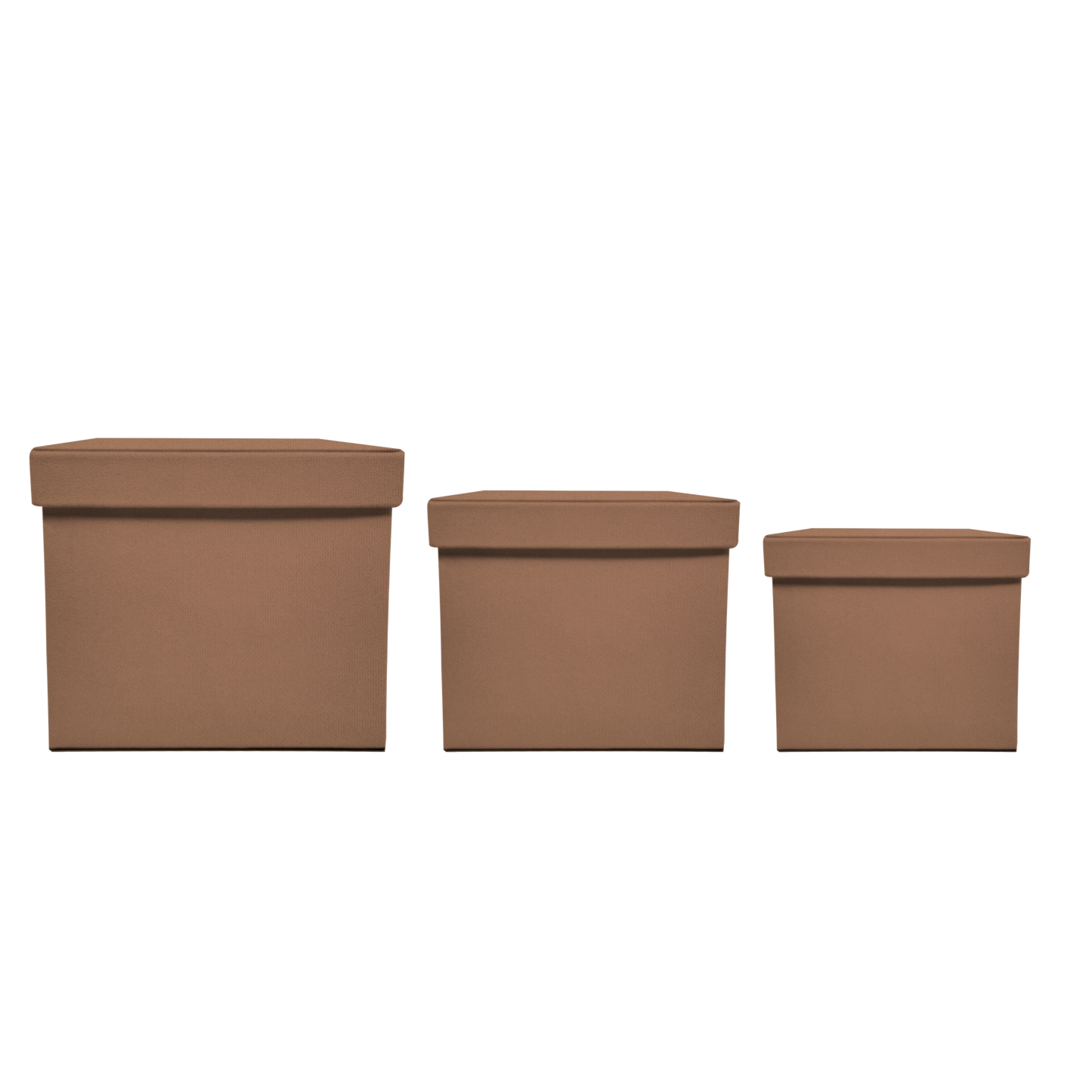 Kit 3 different sizes square shape boxes 3 in 1 - Velvet Tan