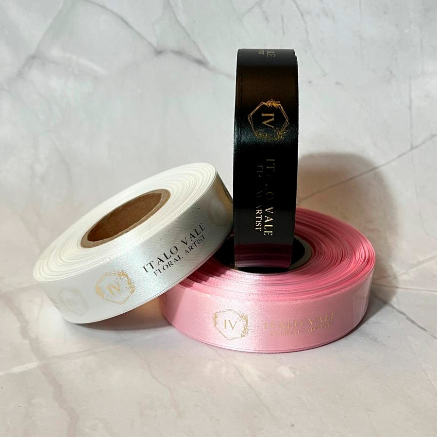 7/8 Inches Custom Satin Single Face Ribbon - Set of 3 Rolls of 50 yards ...