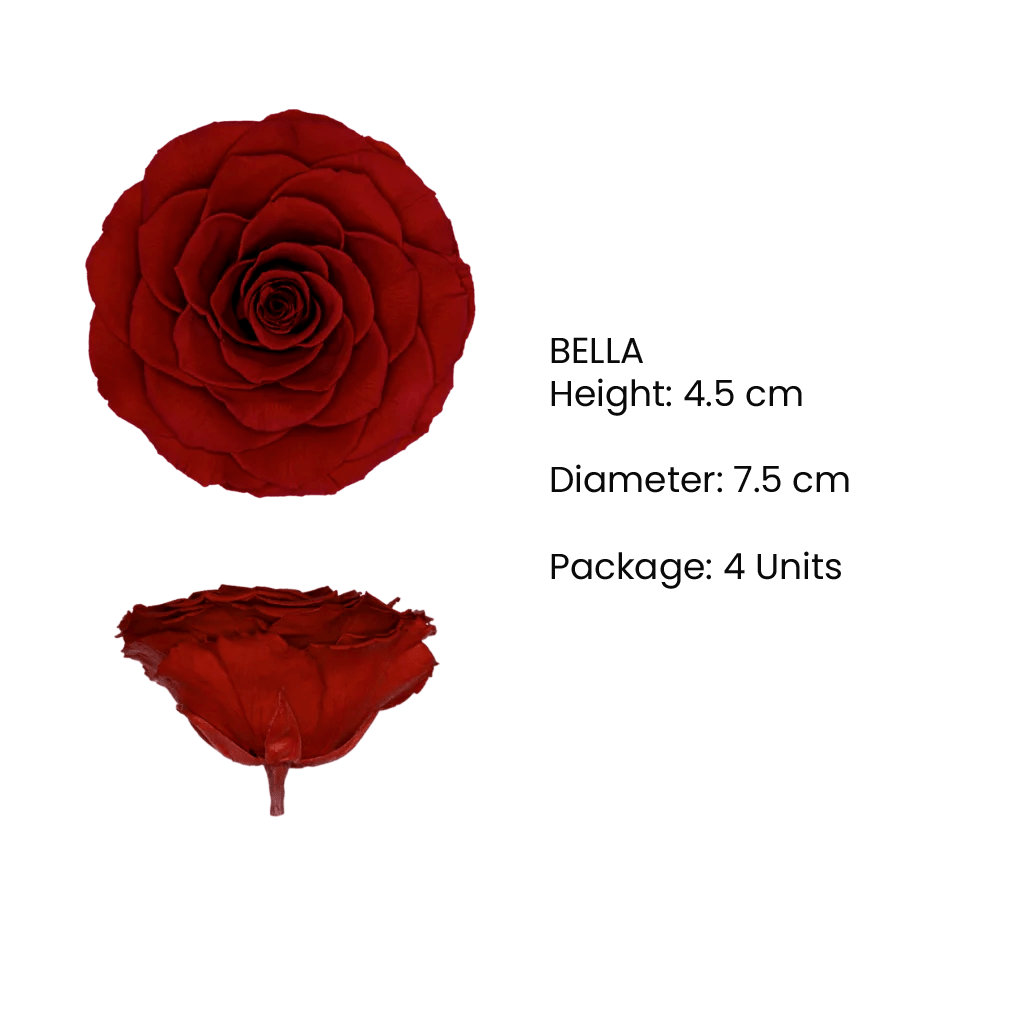 Rosas preservadas BELLA metalizadas - Paquete de 4