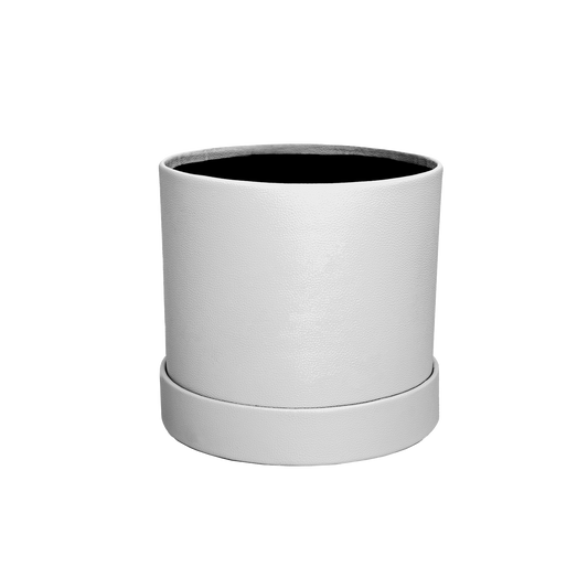 Round Box in White in PU Leather