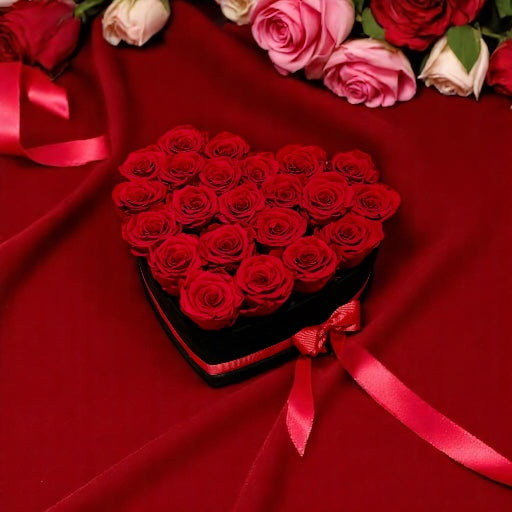 Branded Heart Floral Arrangement | 22 Preserved Roses, Fast Shipping