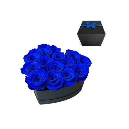 LUXURY 11-13 PRESERVED ROSES ARRANGEMENT - HEART PU LEATHER BOX - BMade