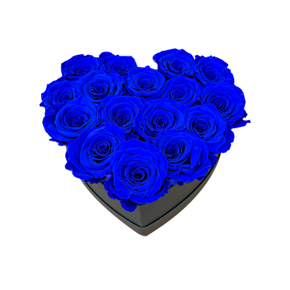 LUXURY 11-13 PRESERVED ROSES ARRANGEMENT - HEART PU LEATHER BOX - BMade