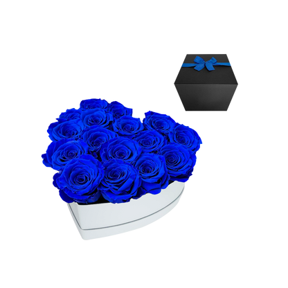 LUXURY 11-13 PRESERVED ROSES ARRANGEMENT - HEART PU LEATHER BOX - BMade