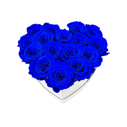 LUXURY 11-13 PRESERVED ROSES ARRANGEMENT - HEART PU LEATHER BOX - BMade