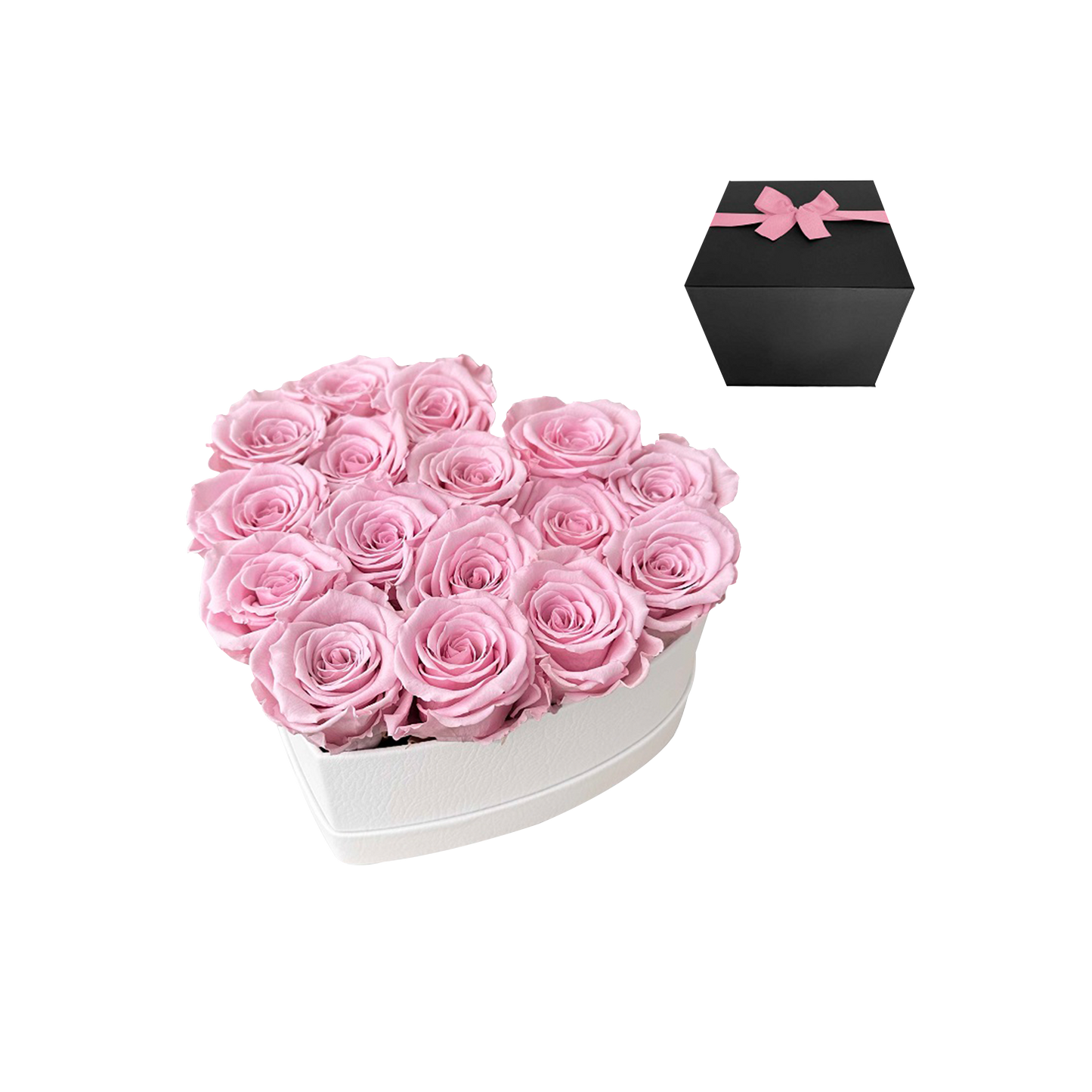 LUXURY 11-13 PRESERVED ROSES ARRANGEMENT - HEART PU LEATHER BOX