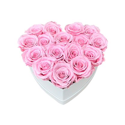 LUXURY 11-13 PRESERVED ROSES ARRANGEMENT - HEART PU LEATHER BOX - BMade