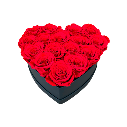 LUXURY 11-13 PRESERVED ROSES ARRANGEMENT - HEART PU LEATHER BOX - BMade