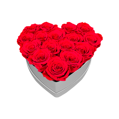 LUXURY 11-13 PRESERVED ROSES ARRANGEMENT - HEART PU LEATHER BOX - BMade