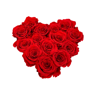 LUXURY 11-13 PRESERVED ROSES ARRANGEMENT - HEART PU LEATHER BOX - BMade