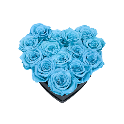 LUXURY 11-13 PRESERVED ROSES ARRANGEMENT - HEART PU LEATHER BOX - BMade