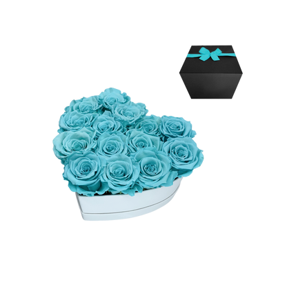 LUXURY 11-13 PRESERVED ROSES ARRANGEMENT - HEART PU LEATHER BOX - BMade