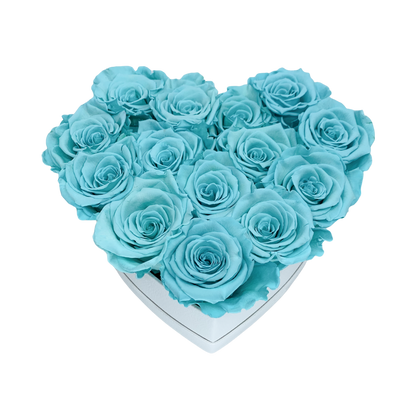 LUXURY 11-13 PRESERVED ROSES ARRANGEMENT - HEART PU LEATHER BOX - BMade