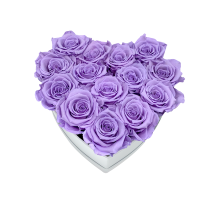 LUXURY 11-13 PRESERVED ROSES ARRANGEMENT - HEART PU LEATHER BOX - BMade