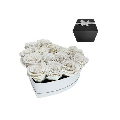 LUXURY 11-13 PRESERVED ROSES ARRANGEMENT - HEART PU LEATHER BOX - BMade