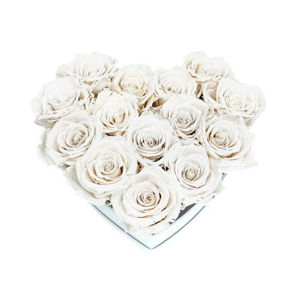 LUXURY 11-13 PRESERVED ROSES ARRANGEMENT - HEART PU LEATHER BOX - BMade