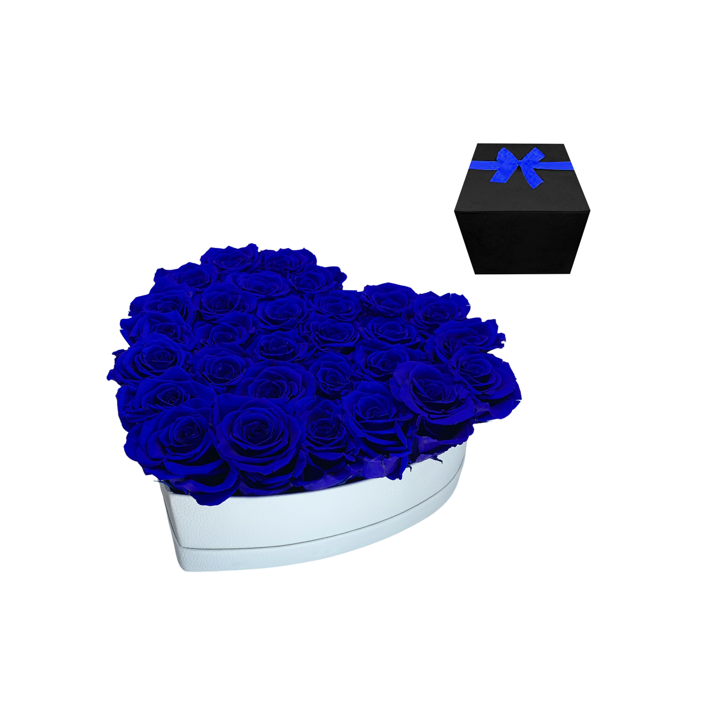 LUXURY 27-29 PRESERVED ROSES ARRANGEMENT - HEART PU LEATHER BOX - BMade