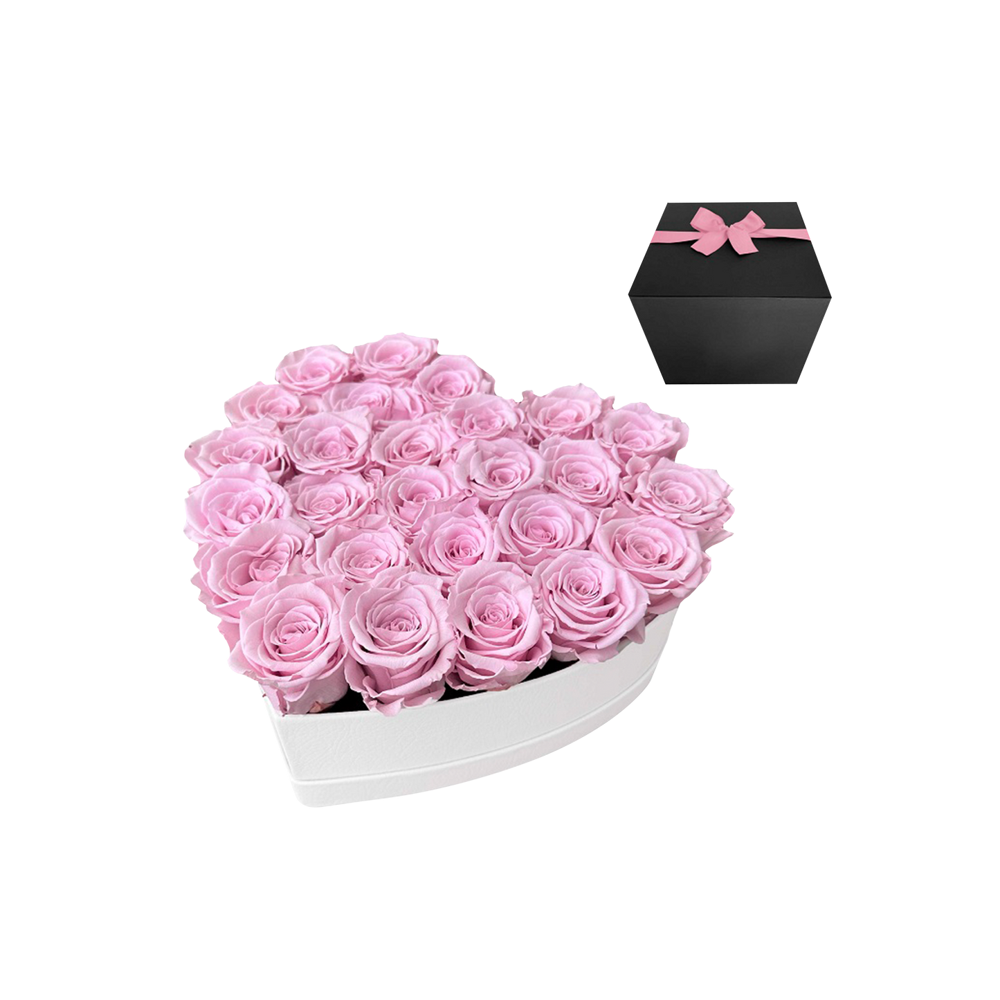 LUXURY 27-29 PRESERVED ROSES ARRANGEMENT - HEART PU LEATHER BOX