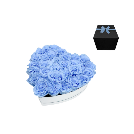 LUXURY 27-29 PRESERVED ROSES ARRANGEMENT - HEART PU LEATHER BOX