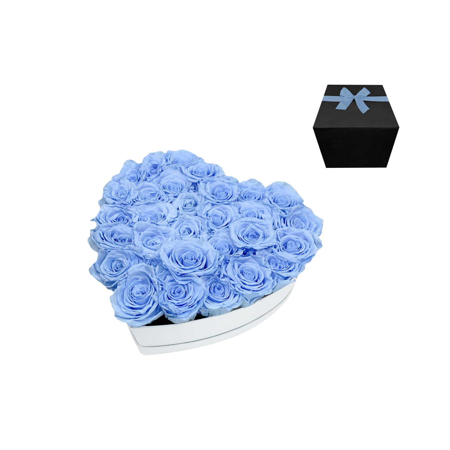 LUXURY 27-29 PRESERVED ROSES ARRANGEMENT - HEART PU LEATHER BOX - BMade