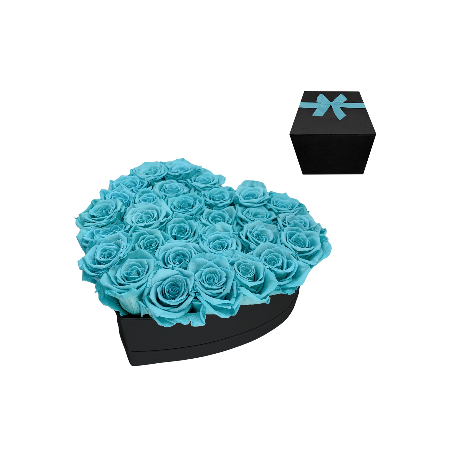 LUXURY 27-29 PRESERVED ROSES ARRANGEMENT - HEART PU LEATHER BOX - BMade