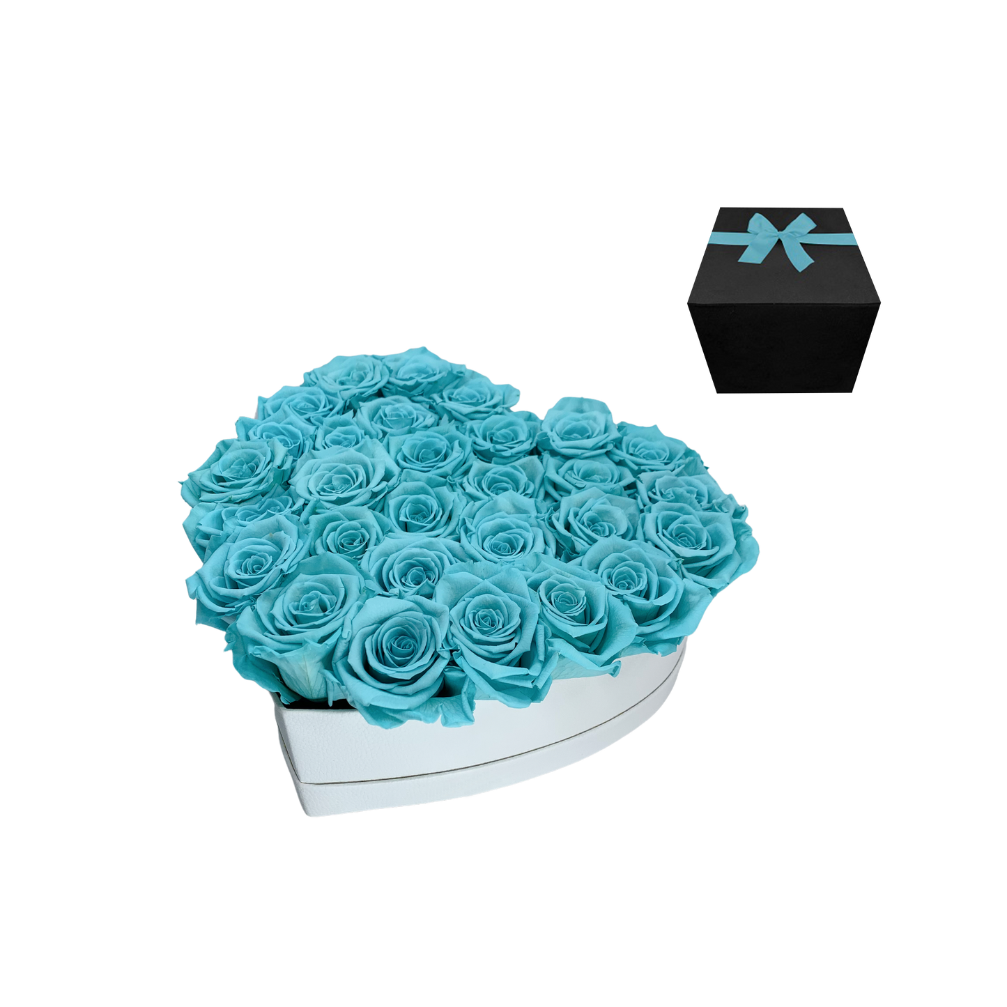 LUXURY 27-29 PRESERVED ROSES ARRANGEMENT - HEART PU LEATHER BOX - BMade