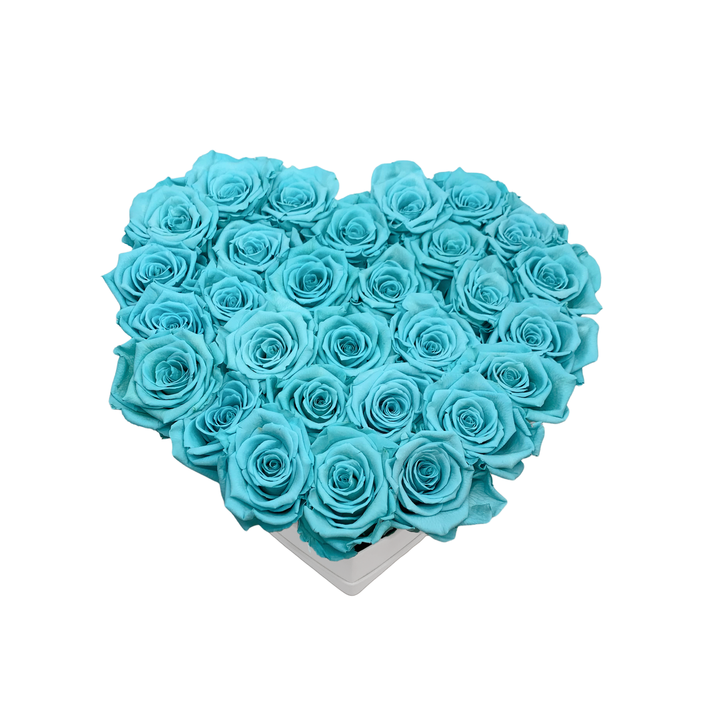 LUXURY 27-29 PRESERVED ROSES ARRANGEMENT - HEART PU LEATHER BOX