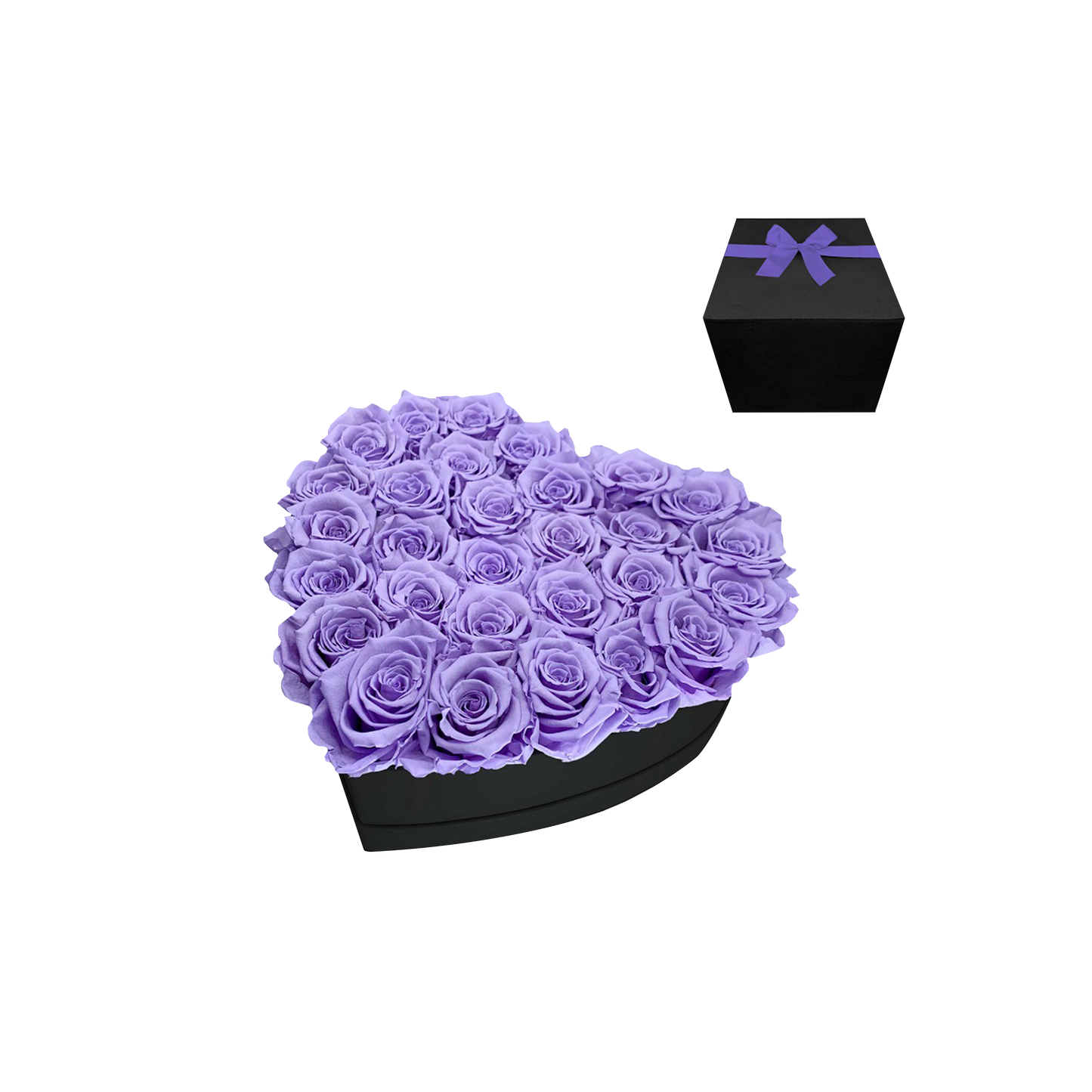 LUXURY 27-29 PRESERVED ROSES ARRANGEMENT - HEART PU LEATHER BOX