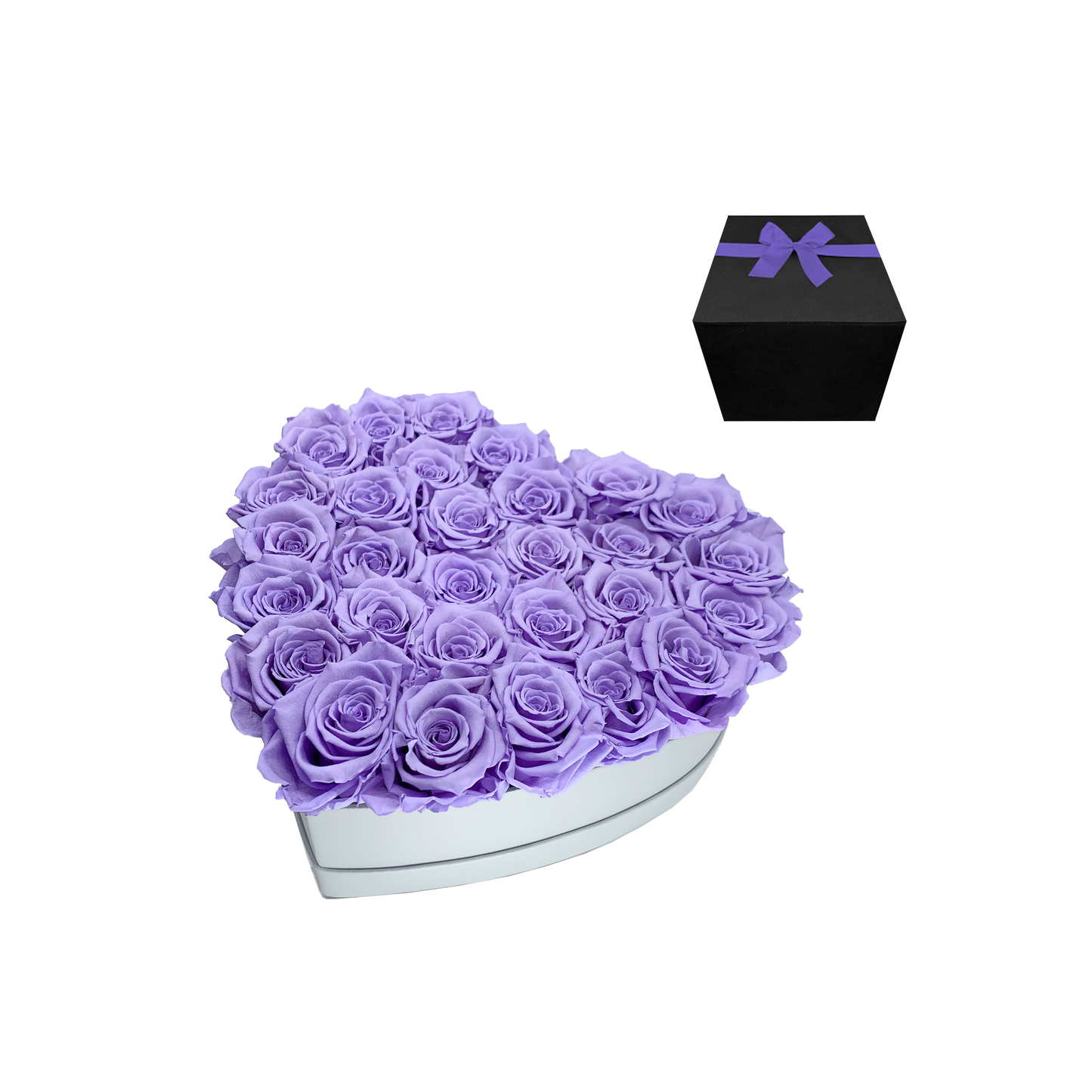 LUXURY 27-29 PRESERVED ROSES ARRANGEMENT - HEART PU LEATHER BOX