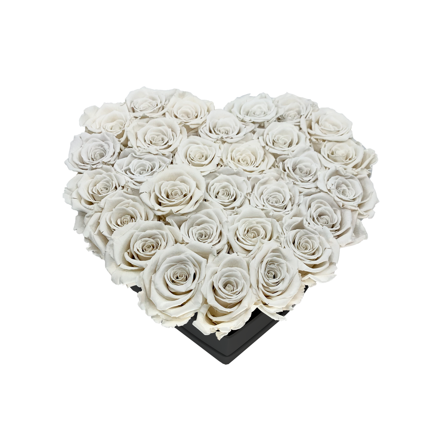 LUXURY 27-29 PRESERVED ROSES ARRANGEMENT - HEART PU LEATHER BOX