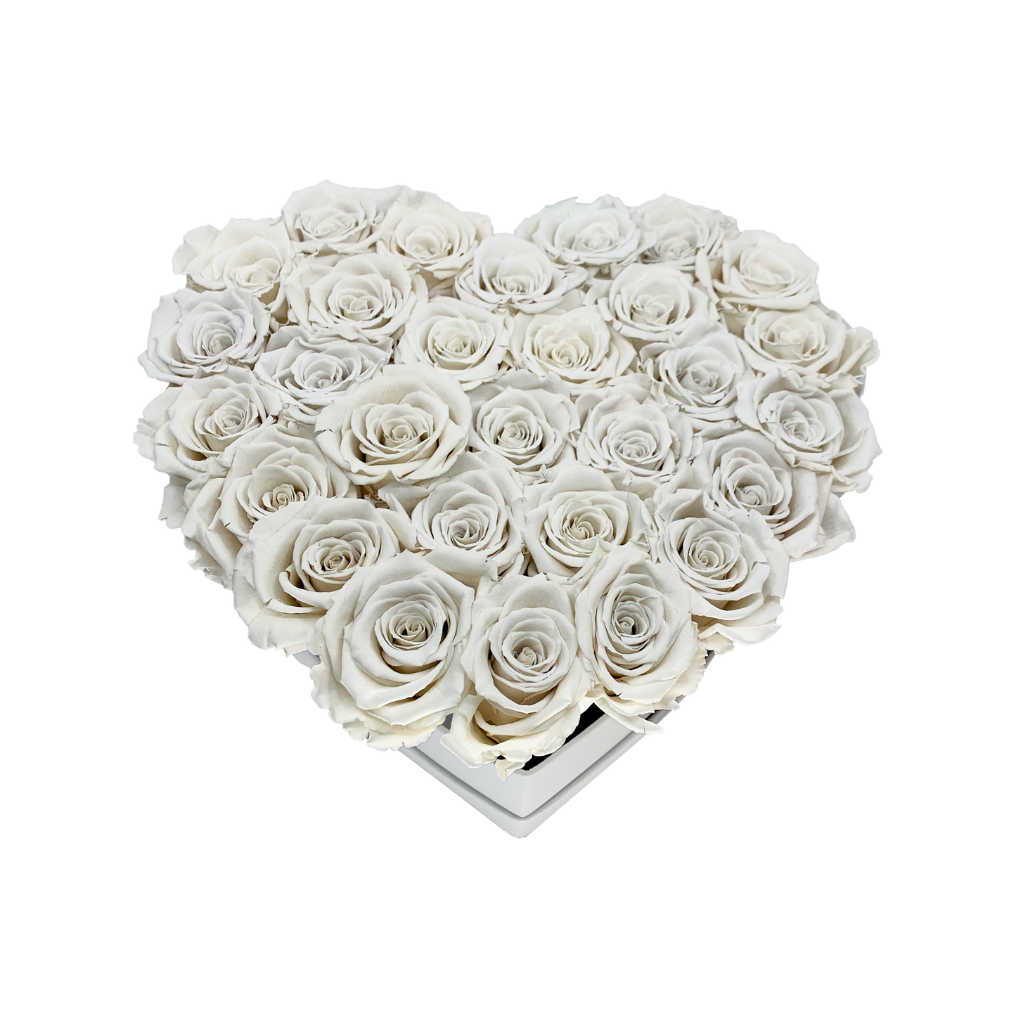 LUXURY 27-29 PRESERVED ROSES ARRANGEMENT - HEART PU LEATHER BOX - BMade