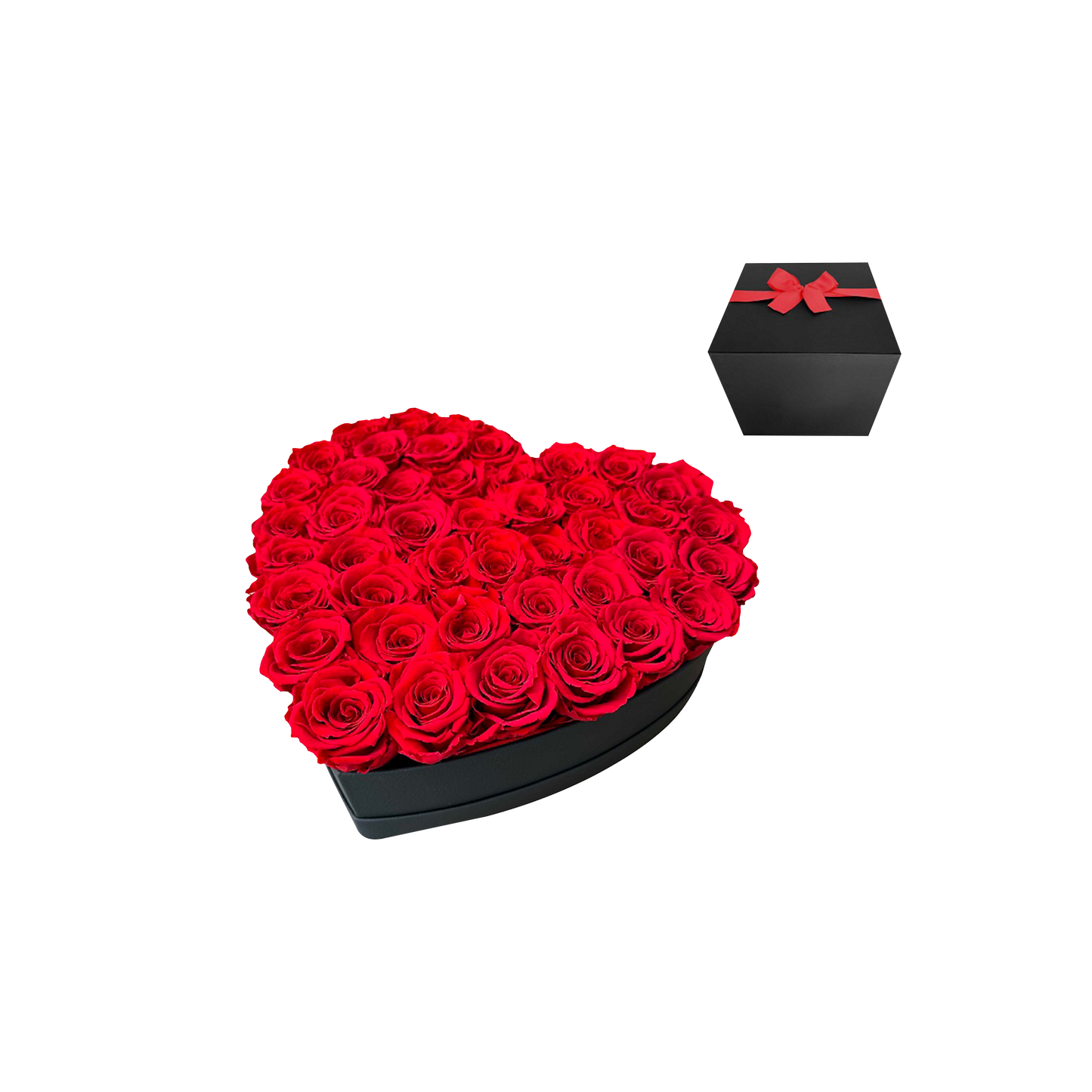 LUXURY 44-46 PRESERVED ROSES ARRANGEMENT - HEART PU LEATHER BOX