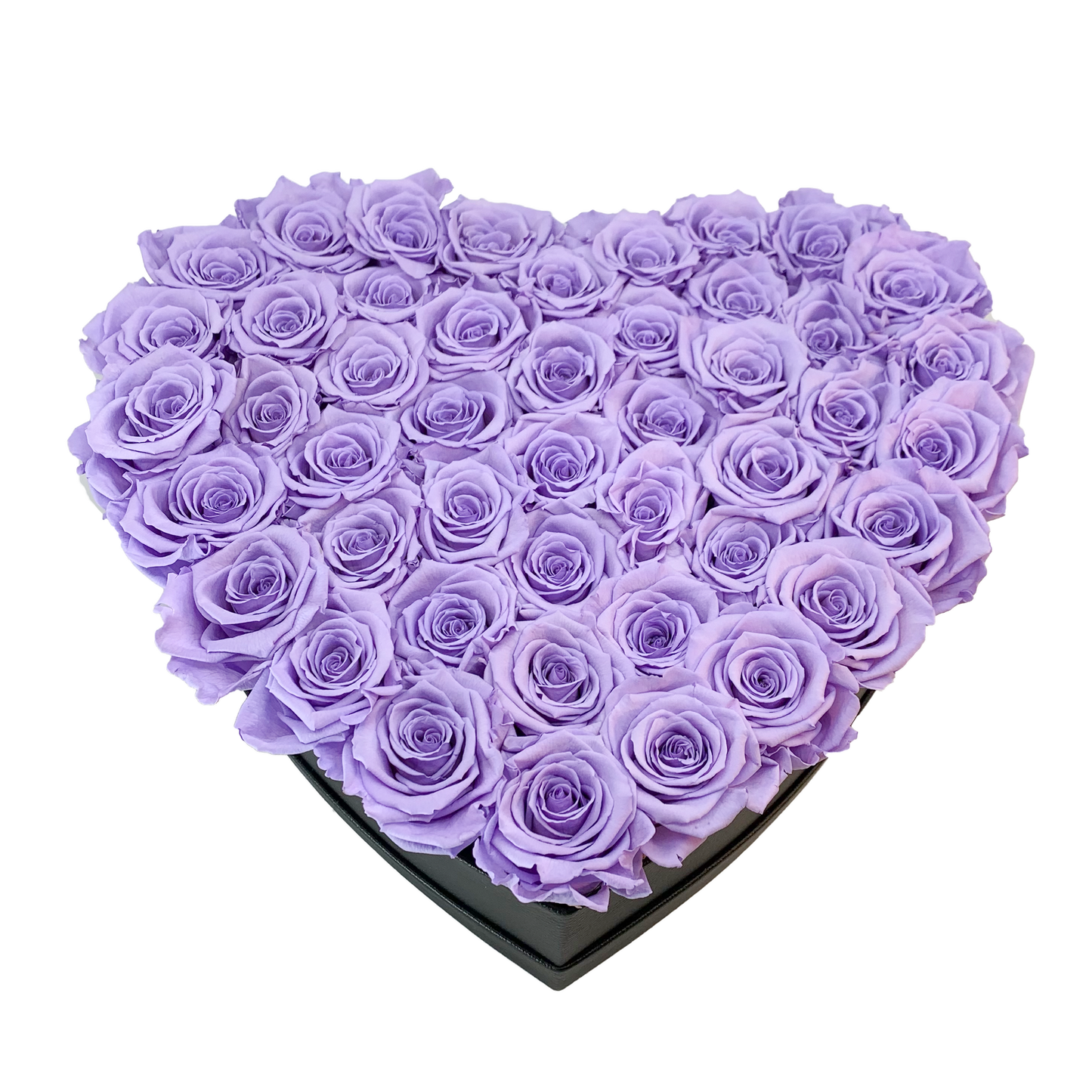 LUXURY 44-46 PRESERVED ROSES ARRANGEMENT - HEART PU LEATHER BOX