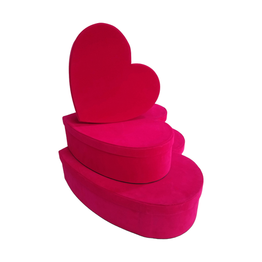 Kit 3 different sizes heart shape boxes 3 in 1 - Suede Fucsia-Stock