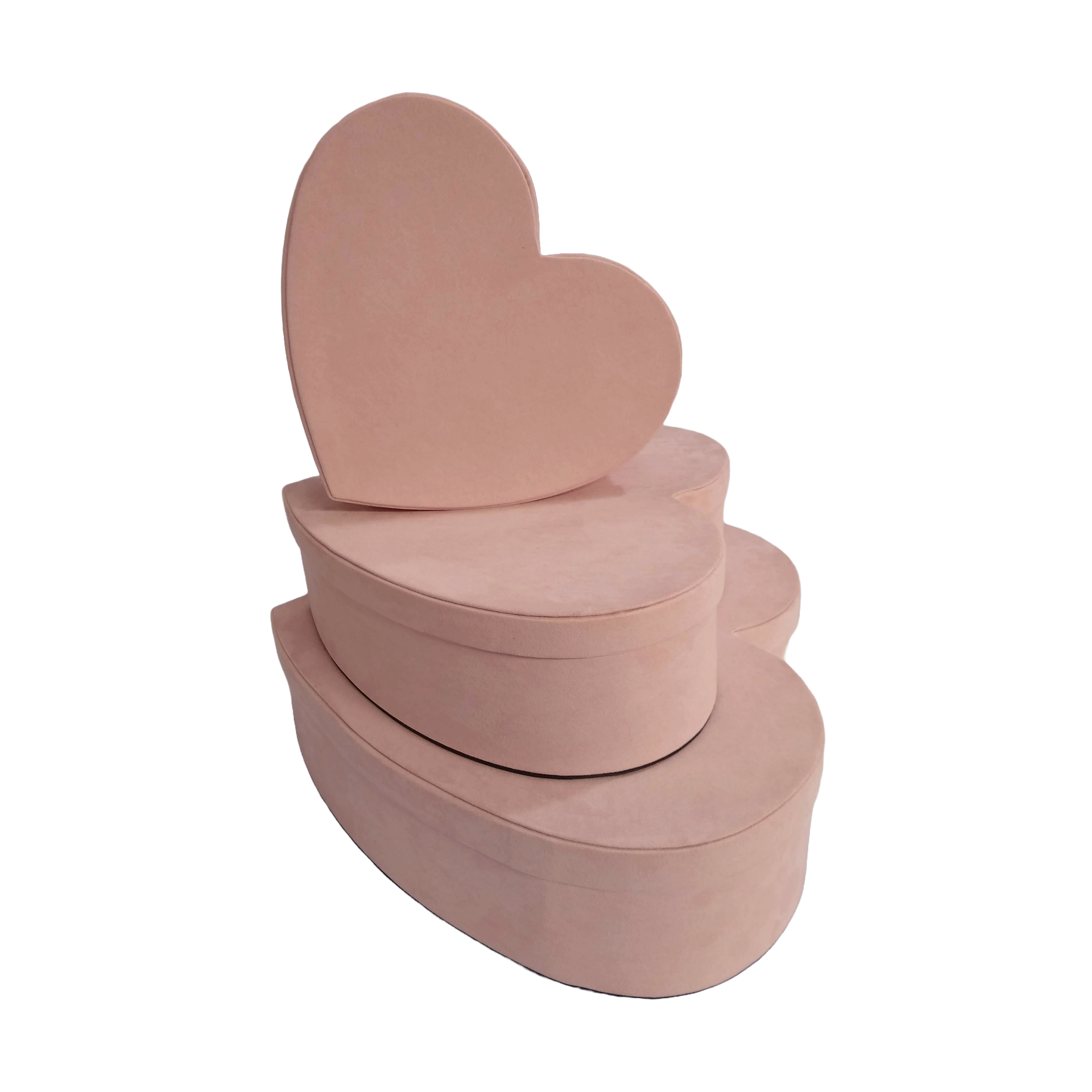 Kit 3 different sizes heart shape boxes 3 in 1 - Velvet Pink-Stock - BMade