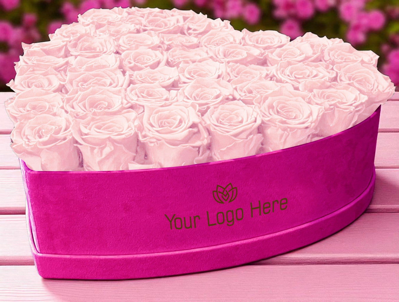 Branded Heart Floral Arrangement | 42 Preserved Roses, Fast Shipping