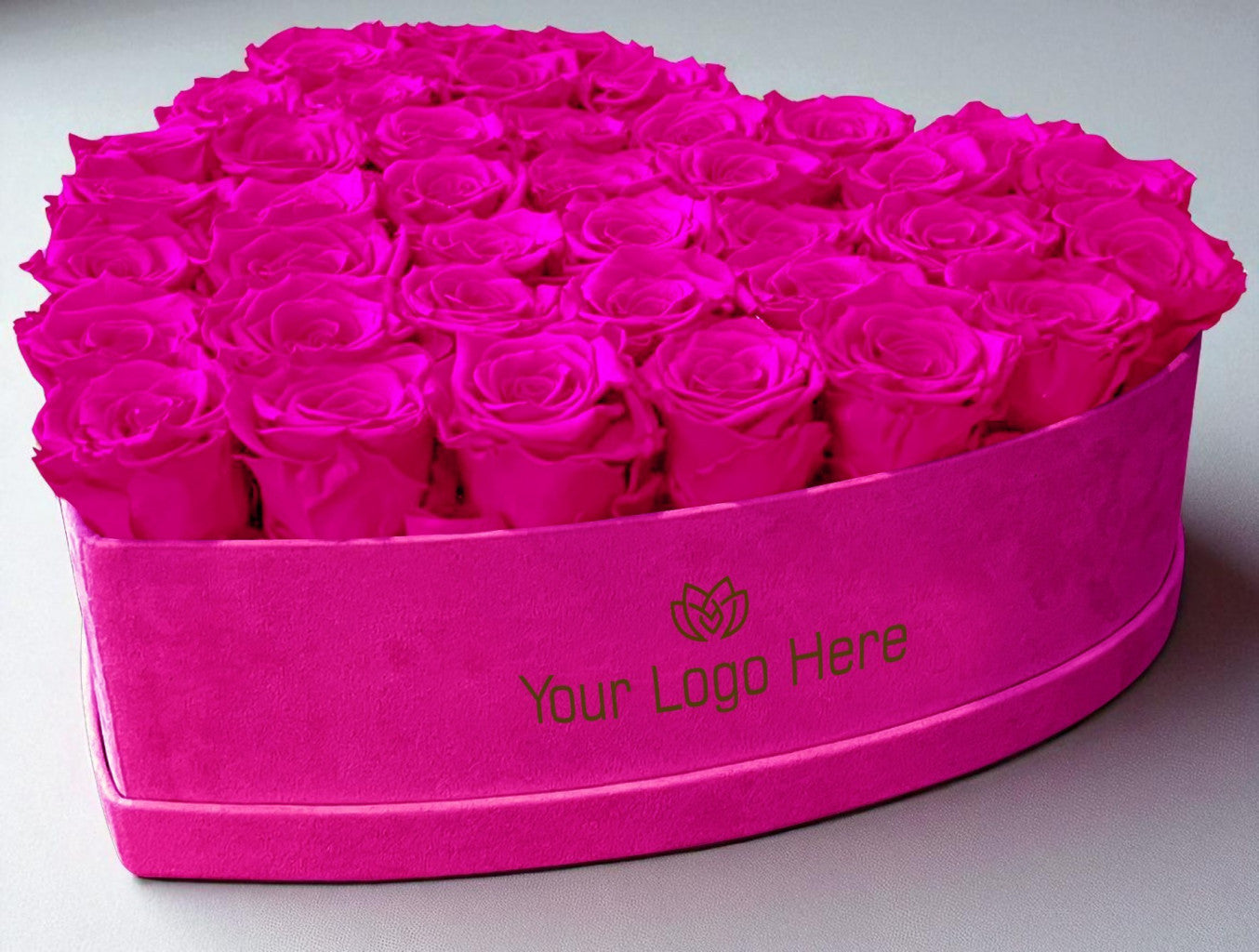 Branded Heart Floral Arrangement | 42 Preserved Roses, Fast Shipping
