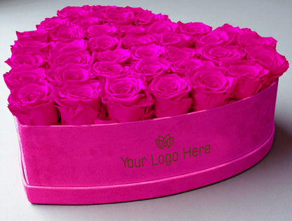 Branded Heart Floral Arrangement | 42 Preserved Roses, Fast Shipping