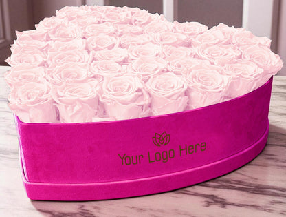 Branded Heart Floral Arrangement | 42 Preserved Roses, Fast Shipping