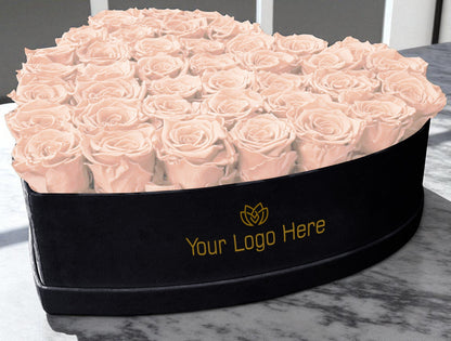 Branded Heart Floral Arrangement | 42 Preserved Roses, Fast Shipping