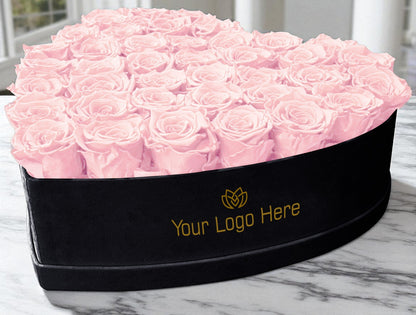 Branded Heart Floral Arrangement | 42 Preserved Roses, Fast Shipping