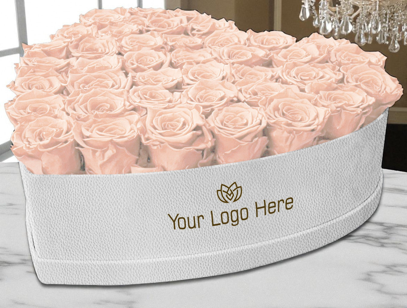 Branded Heart Floral Arrangement | 42 Preserved Roses, Fast Shipping