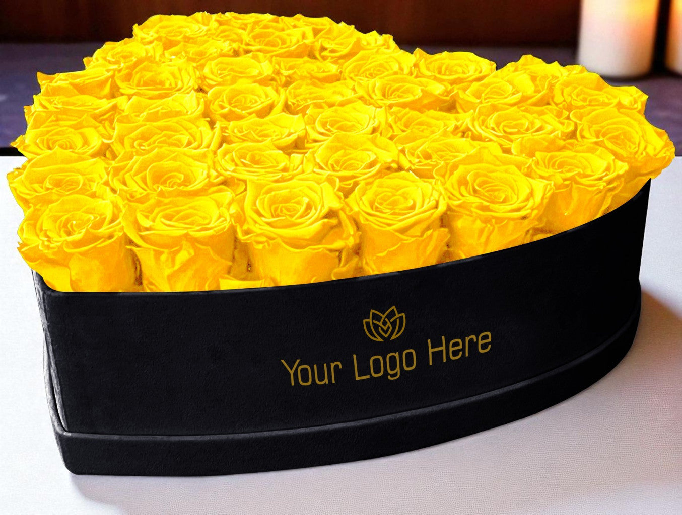 Branded Heart Floral Arrangement | 42 Preserved Roses, Fast Shipping