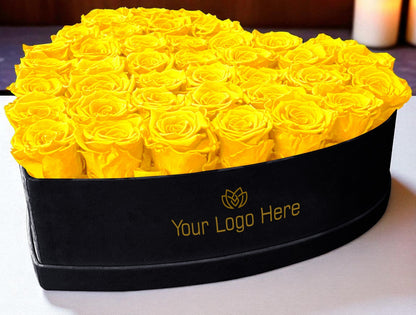 Branded Heart Floral Arrangement | 42 Preserved Roses, Fast Shipping