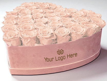 Branded Heart Floral Arrangement | 42 Preserved Roses, Fast Shipping
