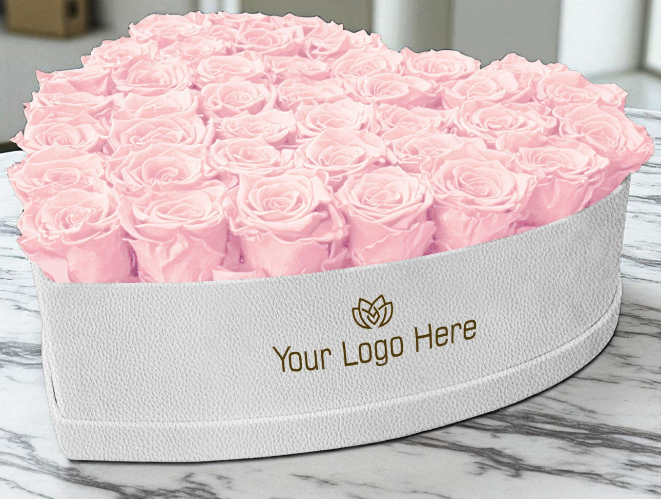 Branded Heart Floral Arrangement | 42 Preserved Roses, Fast Shipping