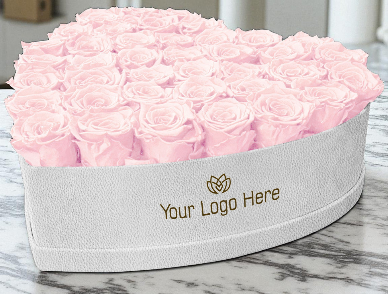 Branded Heart Floral Arrangement | 42 Preserved Roses, Fast Shipping